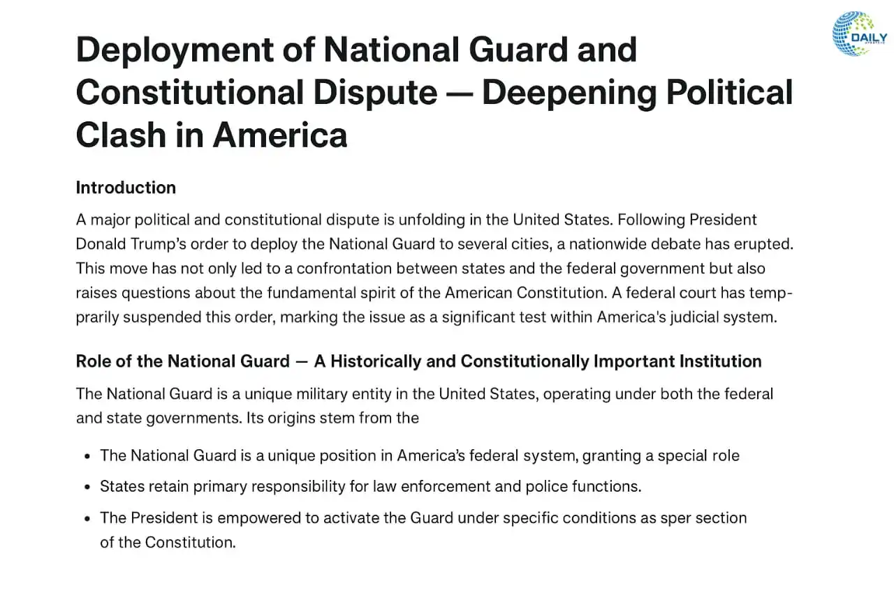 The Deployment of the National Guard and the Constitutional Controversy